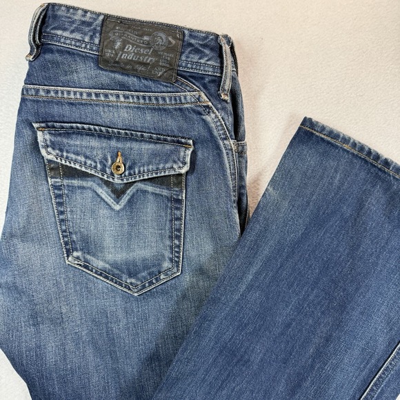 Diesel RUKY Denim Jeans Mens 34x34 Bootcut Flare Flap Pockets Western 008XR